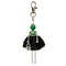 Wrapables Hanging Fashionista Doll Keychain, Crystal Rhinestone Keyring Bag Charm, Festive Green